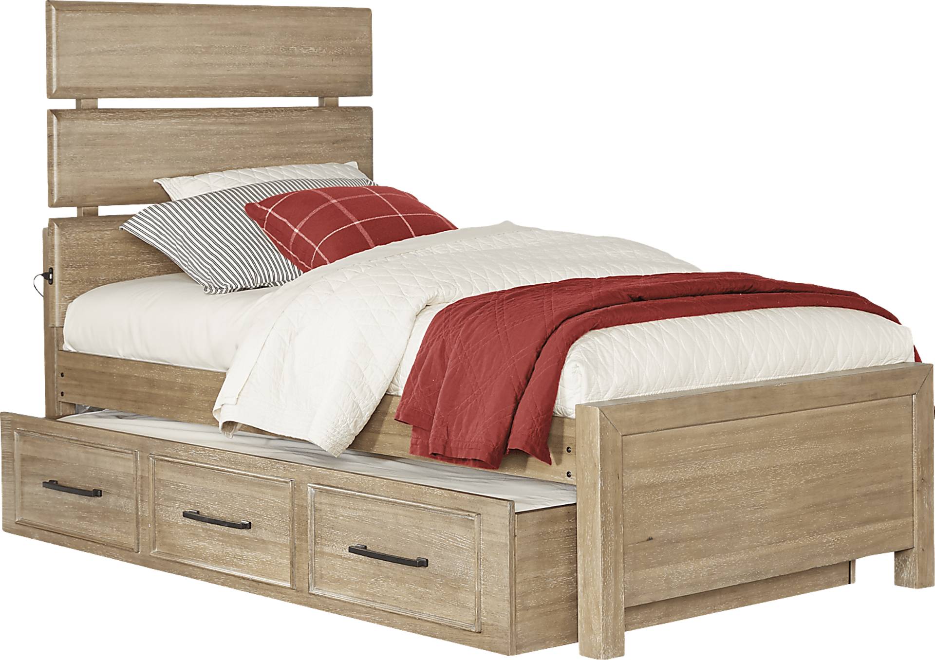 4 pc twin slat bed with trundle