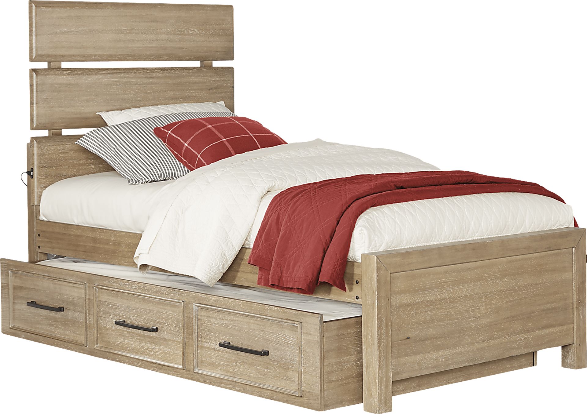 Kids Midcity Loft Sandstone 6 Pc Twin Slat Bedroom with Twin Storage Trundle - Image 2