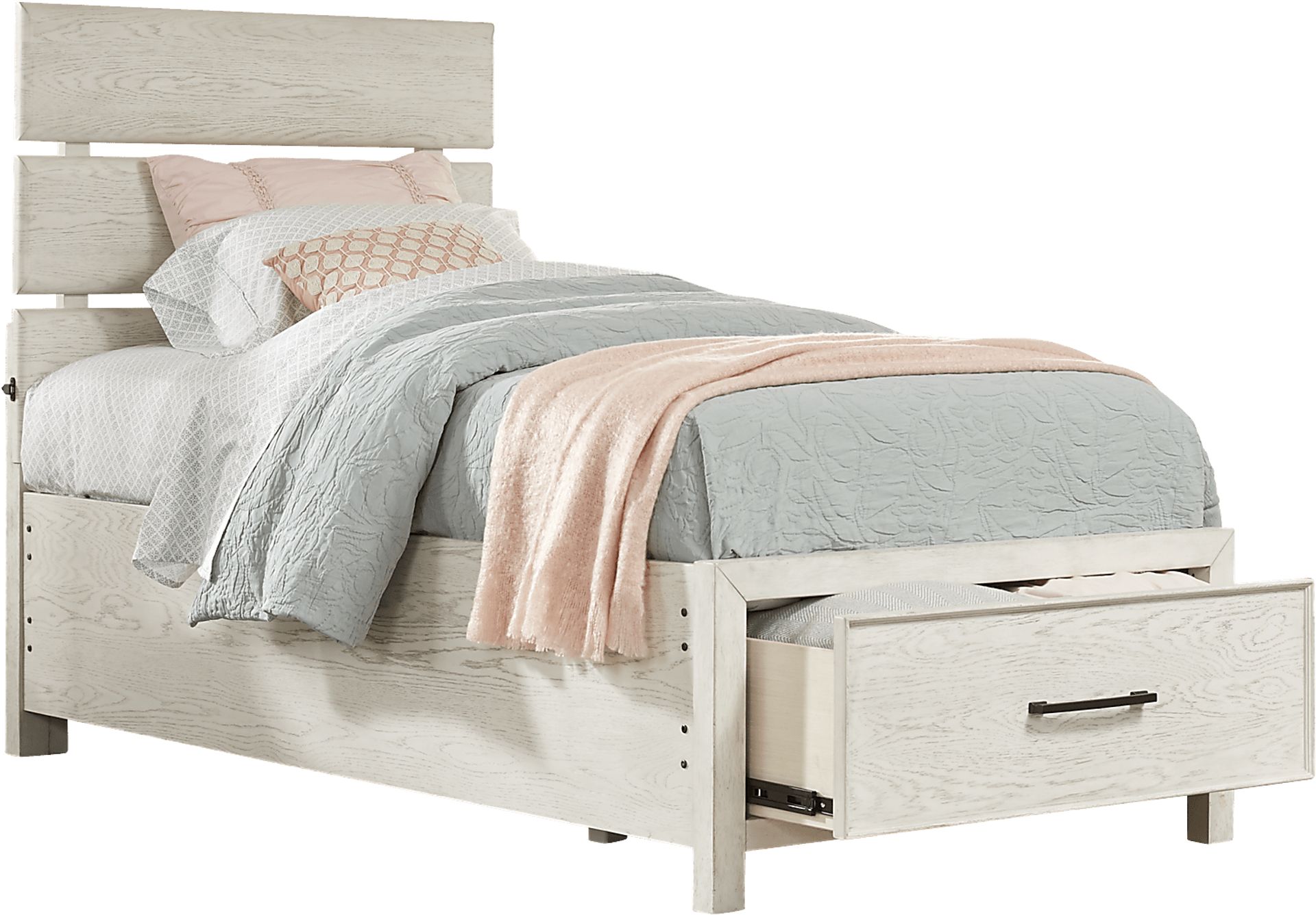 Kids Midcity Loft White 5 Pc Twin Slat Bedroom with Storage - Image 2