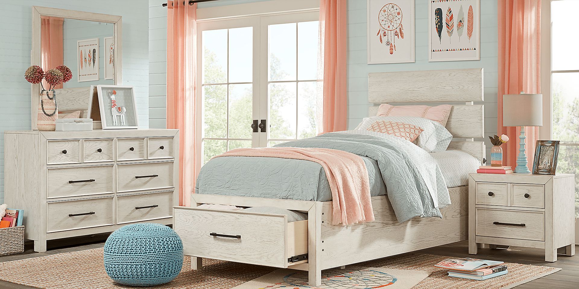 Kids Midcity Loft White 3 Pc Twin Slat Bed with Storage - Image 2