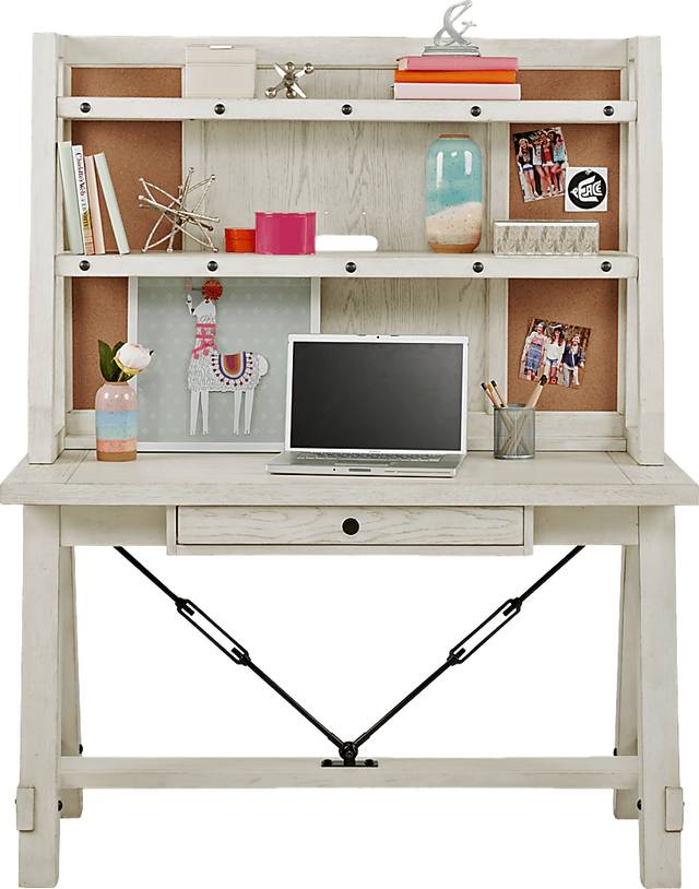 Kids Midcity Loft White Desk & Hutch - Thumbnail - Image 4