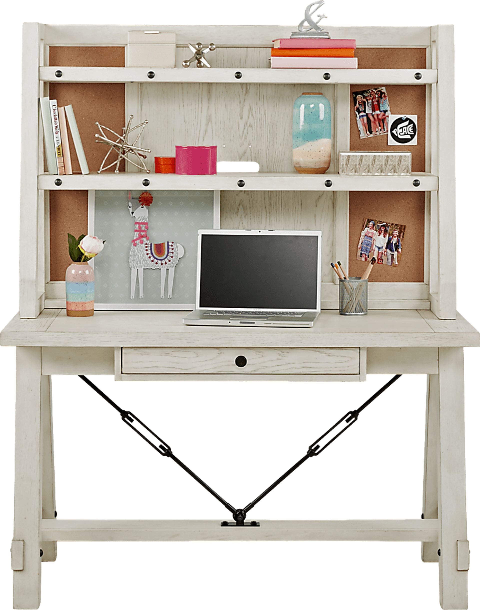 Kids Midcity Loft White Desk & Hutch - Image 4