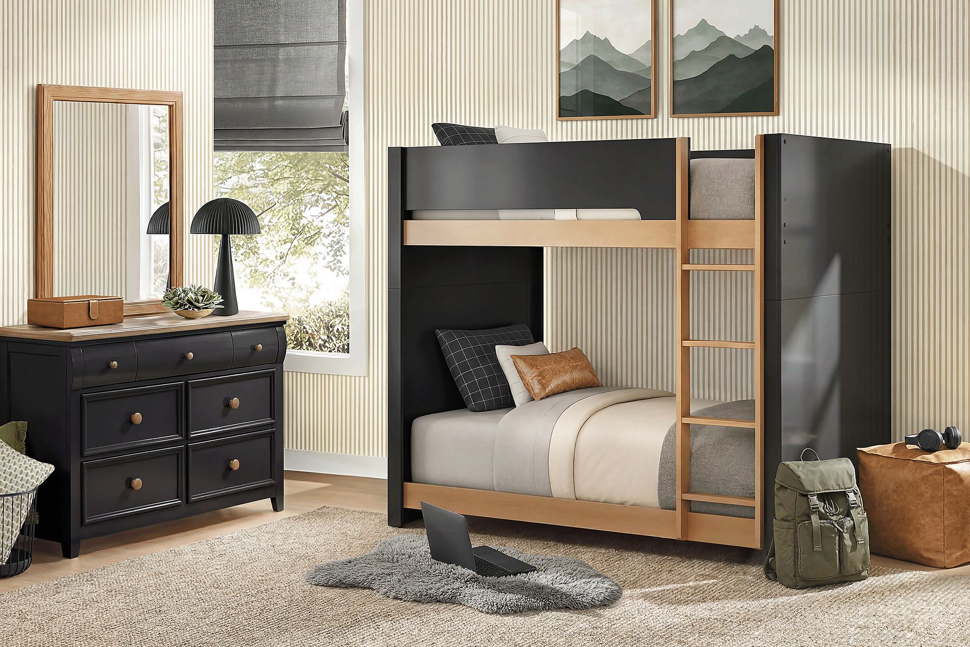 Kids Mikka Black Twin/Twin Convertible Bunk Bed - Image 2