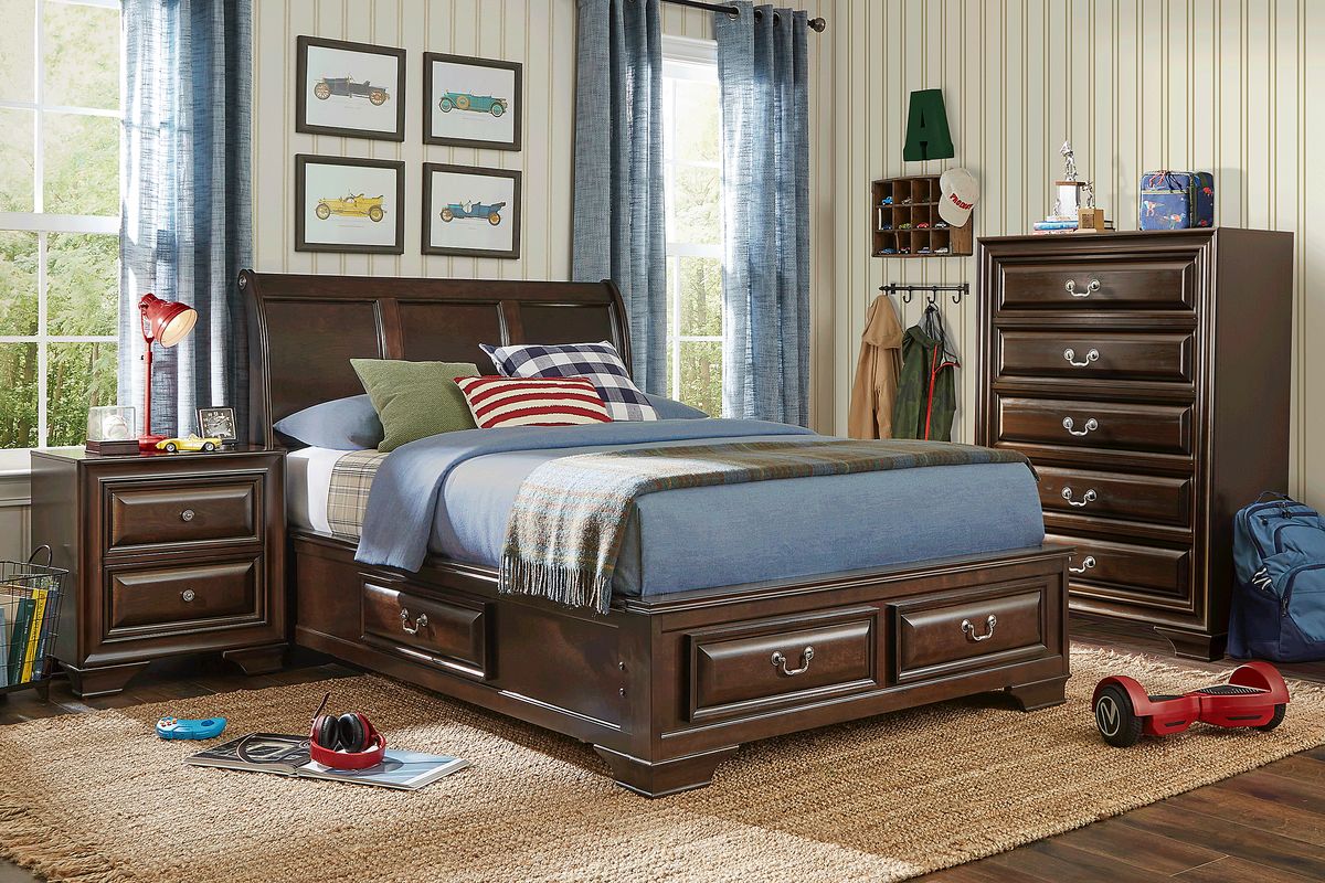 Mill Valley Jr. 5 Pc Cherry Dark Wood Full Bedroom Set With 3 Pc Full ...