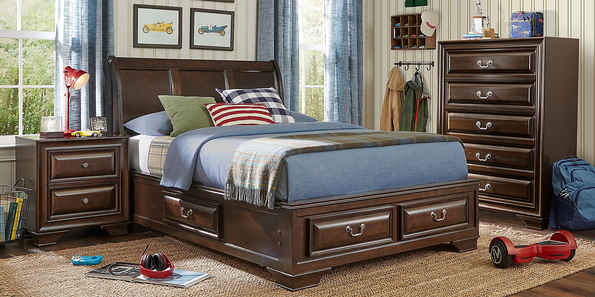 Mill Valley Jr. Cherry Dark Wood 3 Pc Full Storage Bed Rooms to Go