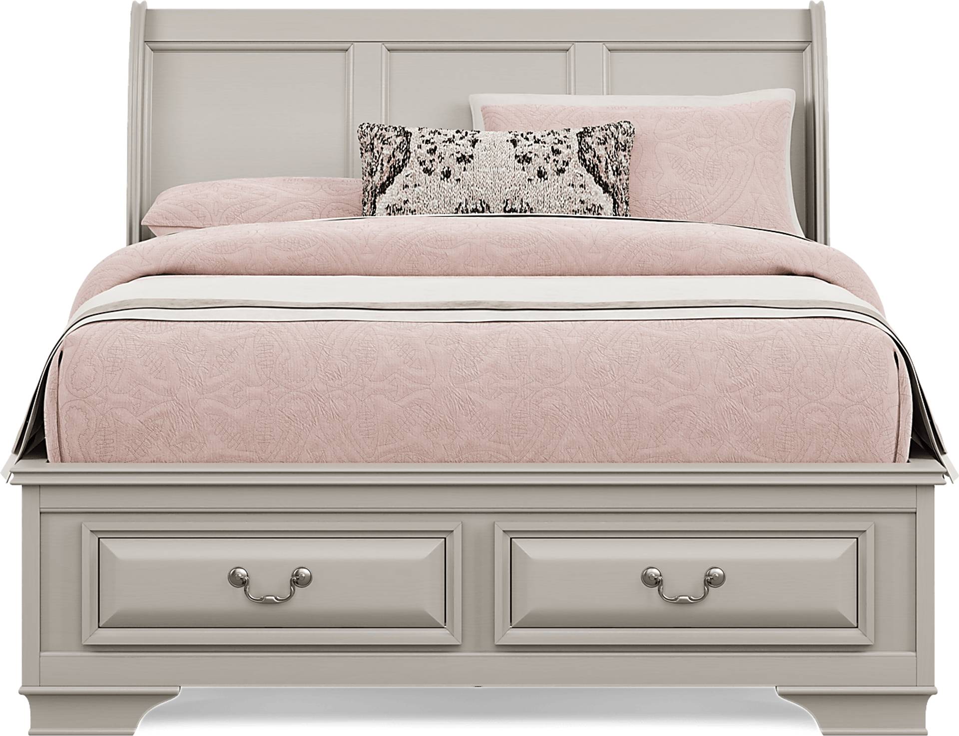 white 3 pc full storage bed