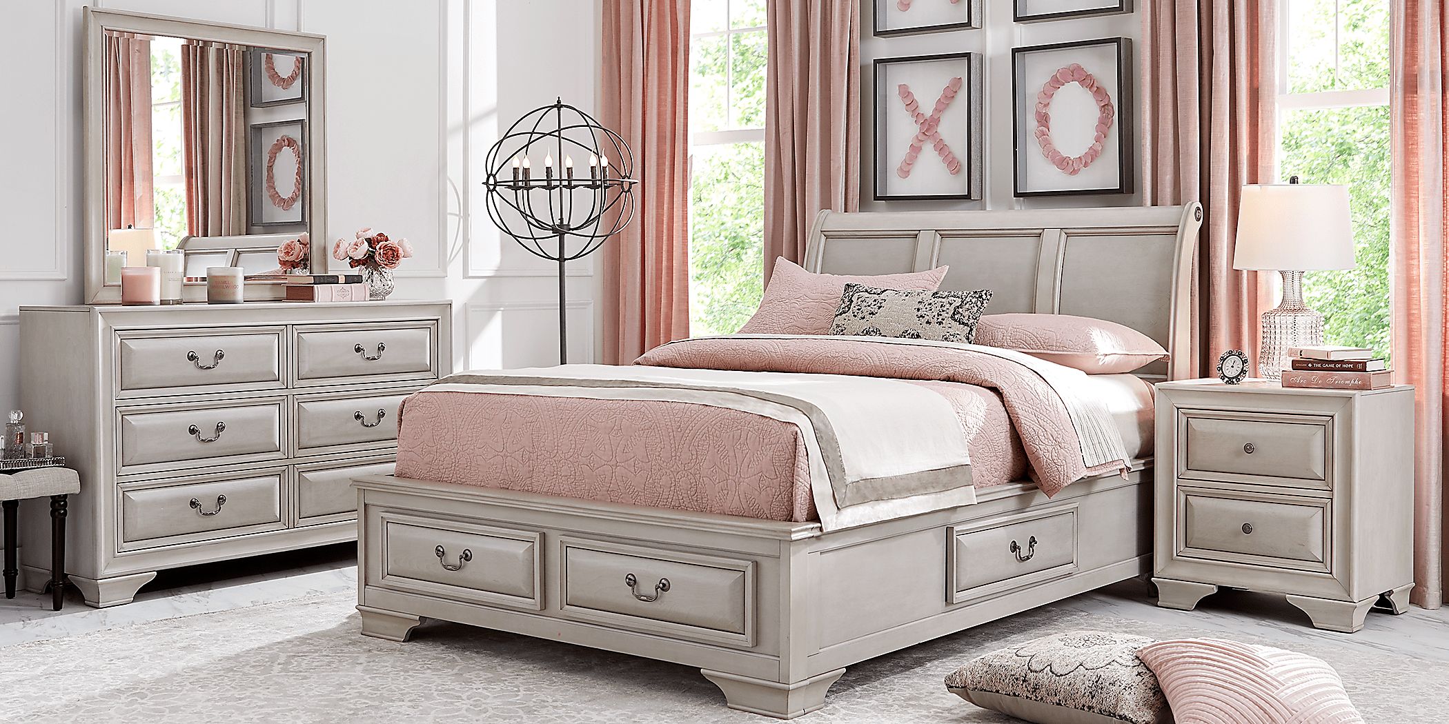 White full size bedroom set for girl sale