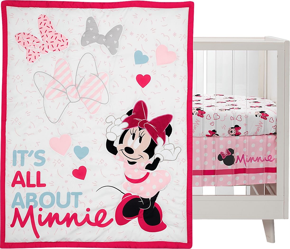 Kids Minnie Mouse Love Pink Baby Bedding Set