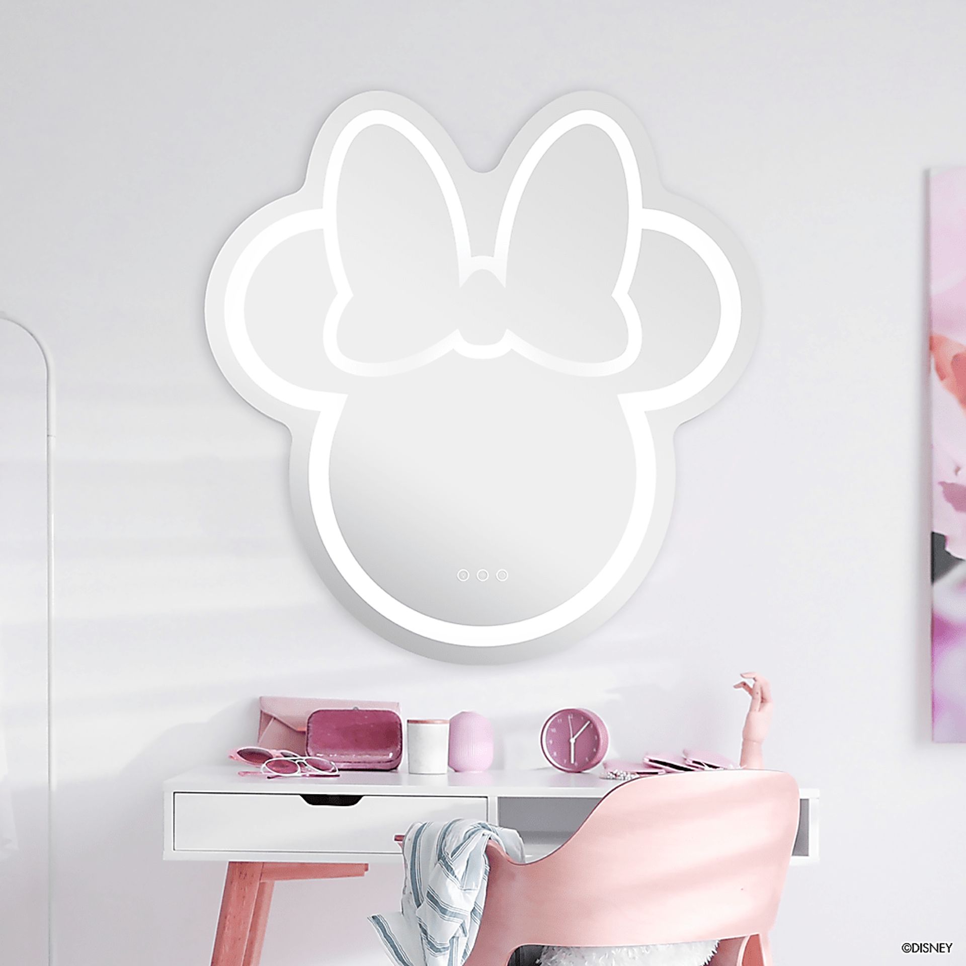 Kids Minnie Mouse White LED Wall Mirror - Image 2