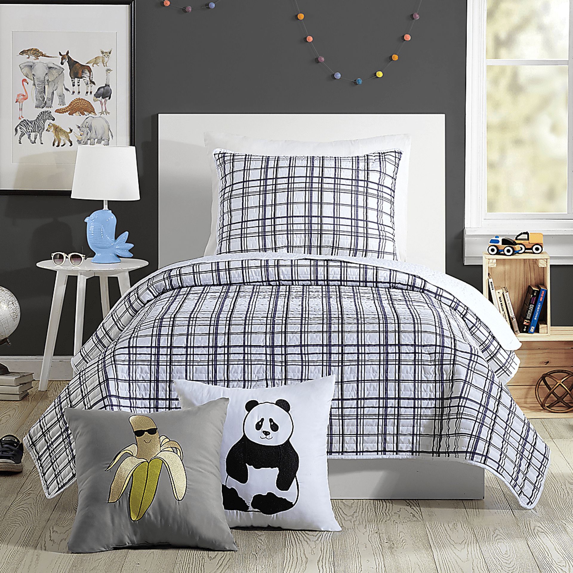 Kids Mintvale Charcoal Twin Quilt - Image 1