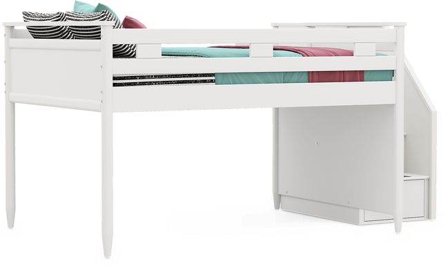 Kids Modern Colors White Full Step Loft
