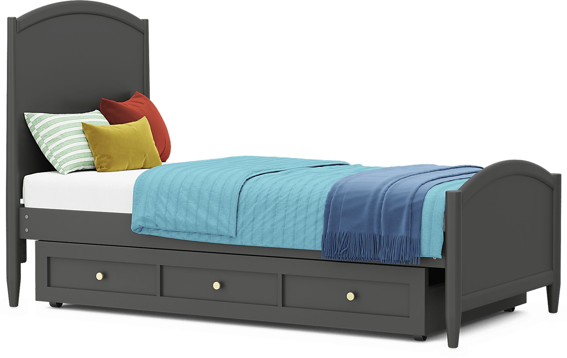 Kids Modern Colors Iron Ore Twin XL Panel Bed - Image 4