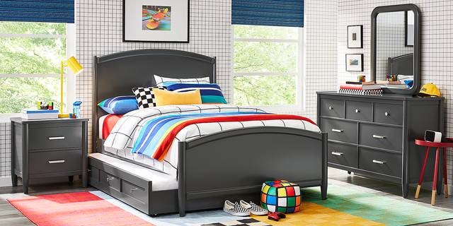 Kids Modern Colors Iron Ore Full Panel Bed - Thumbnail - Image 2