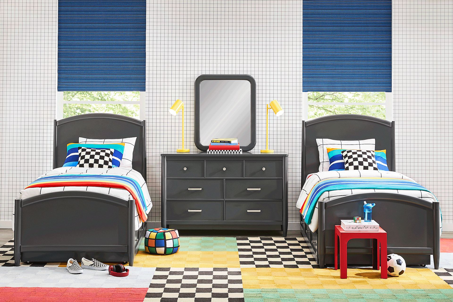 Kids Modern Colors Iron Ore Twin Panel Bedroom - Image 1