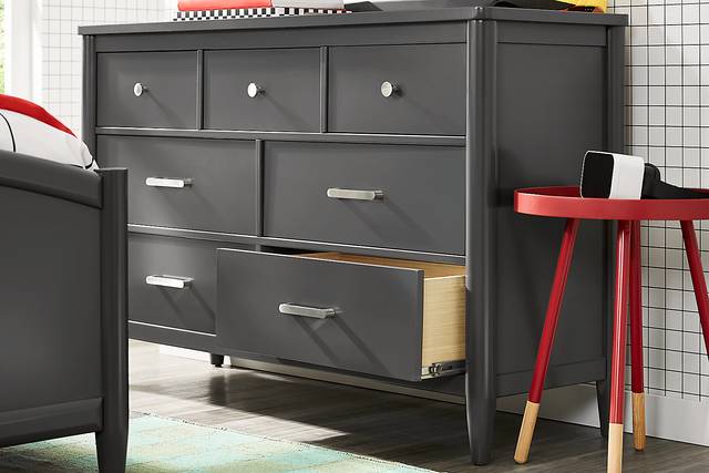 Kids Modern Colors Iron Ore Bedroom with Recharged Gray Twin Bed, Nightstand, Lounger, Bookcase - Thumbnail - Image 9
