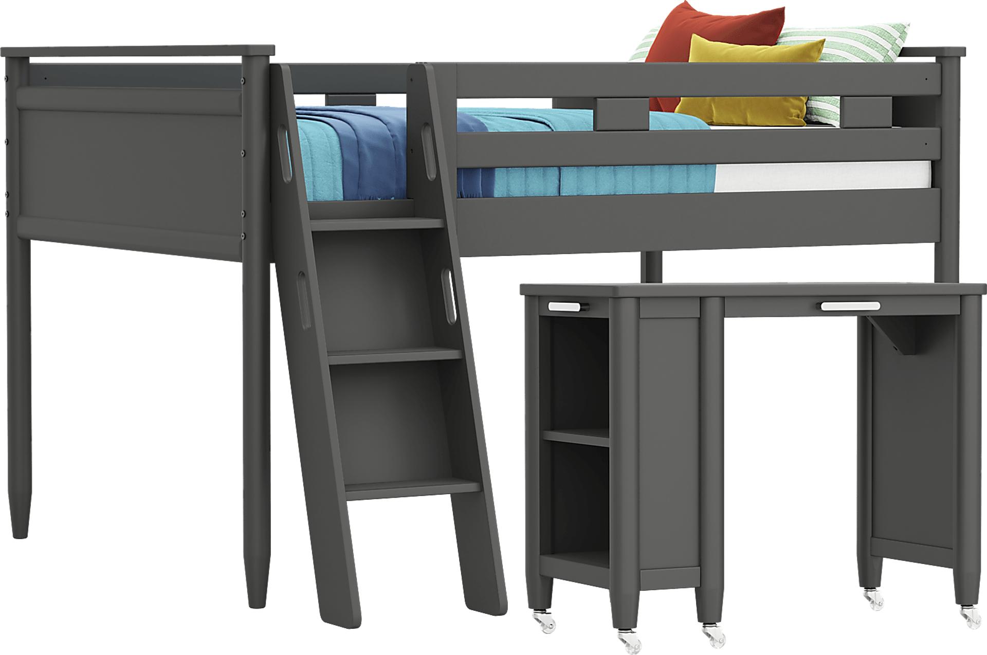 Kids Modern Colors Iron Ore Full Loft with Desk