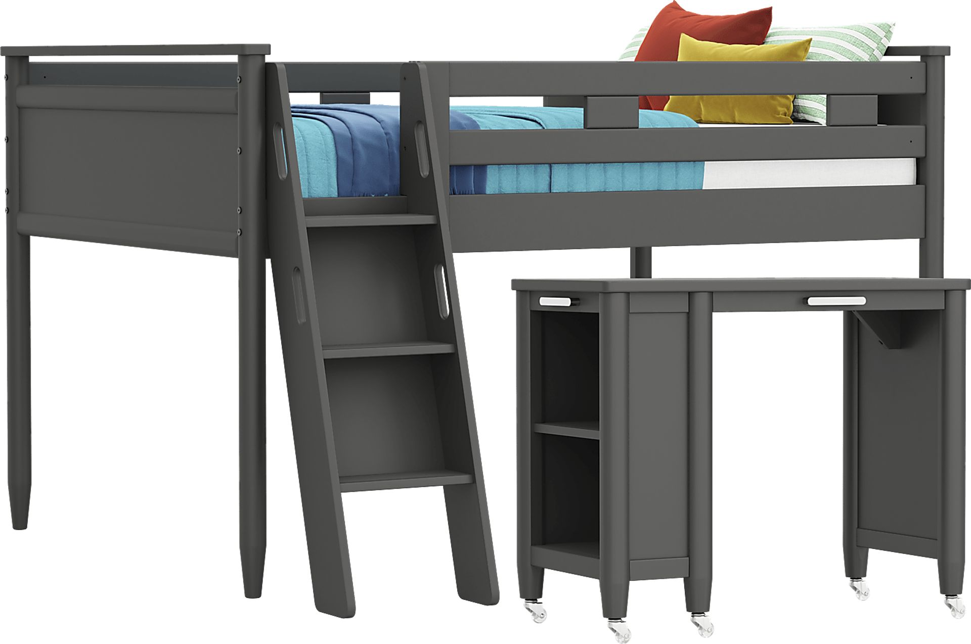 Kids Modern Colors Iron Ore Full Loft with Desk - Image 1