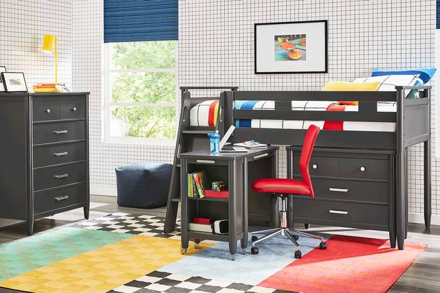 Kids Modern Colors Iron Ore Full Loft with Loft Chest and Desk - Thumbnail - Image 2