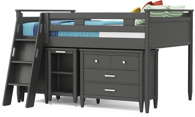 Kids Modern Colors Iron Ore Full Loft with Loft Chest, Bookcase and Desk - Thumbnail - Image 3