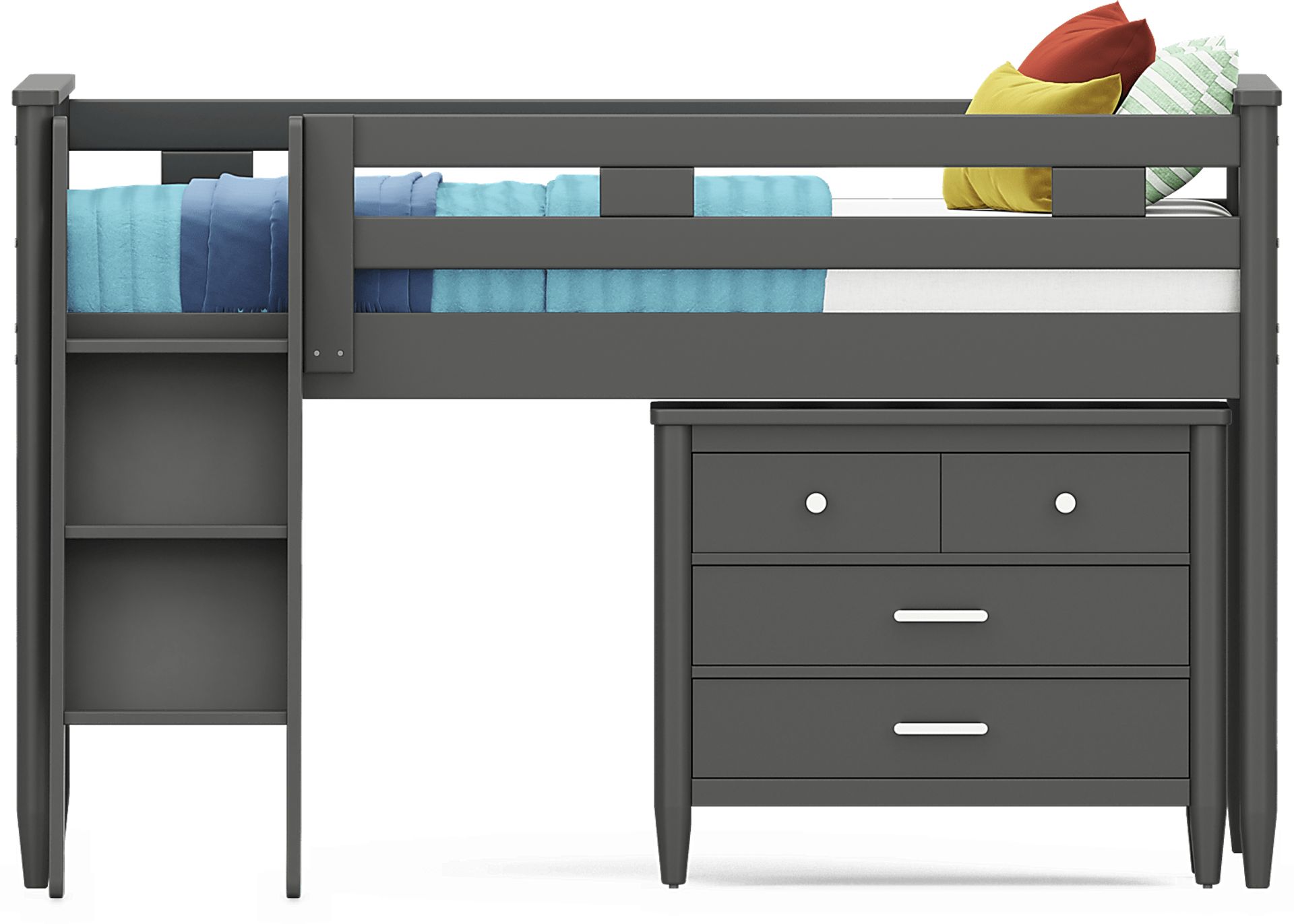 Kids Modern Colors Iron Ore Full Loft with Loft Chest - Image 3