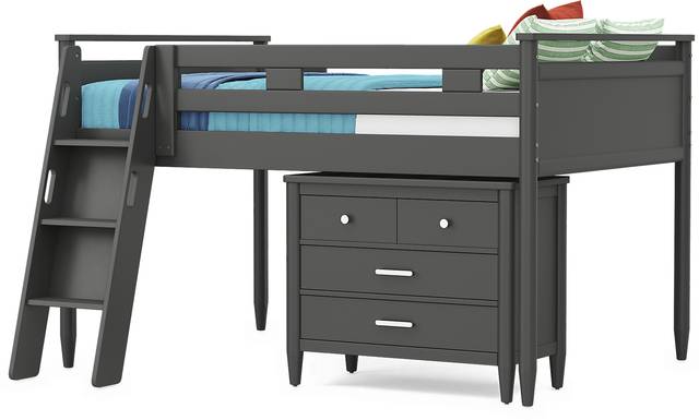 Kids Modern Colors Iron Ore Full Loft with Loft Chest - Thumbnail - Image 4