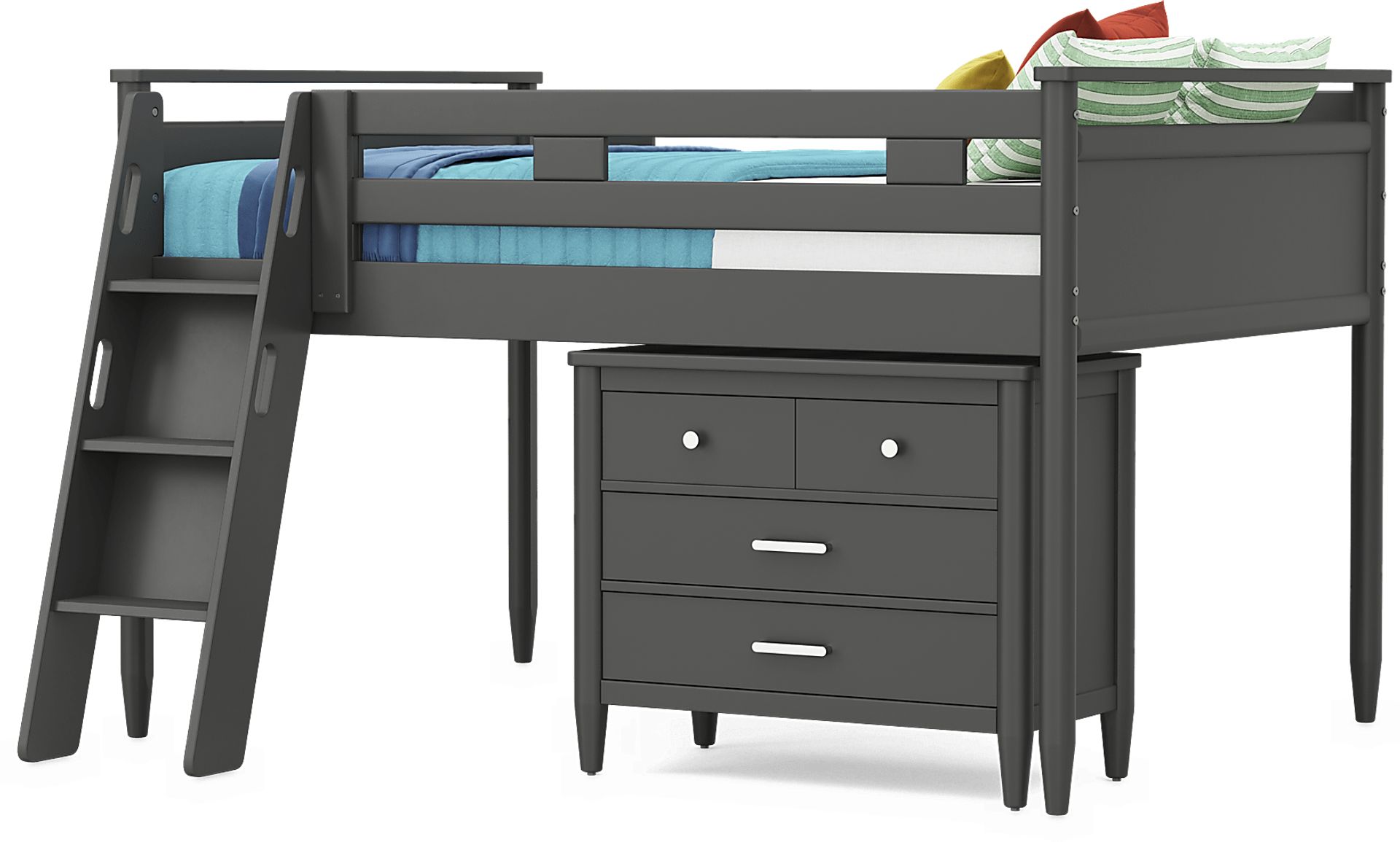 Kids Modern Colors Iron Ore Full Loft with Loft Chest - Image 4
