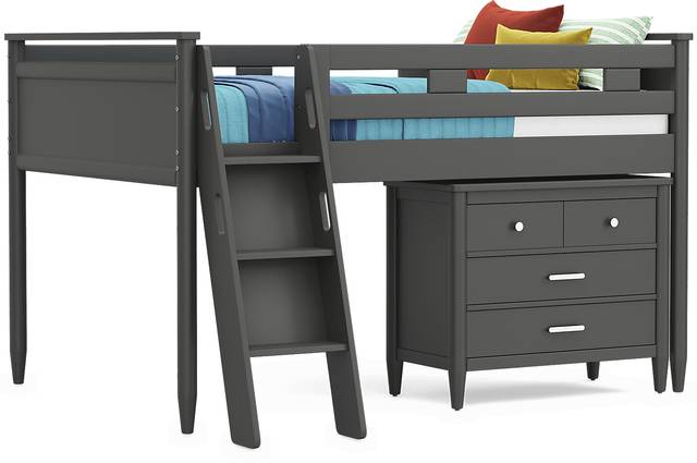 Kids Modern Colors Iron Ore Full Loft with Loft Chest - Thumbnail - Image 1