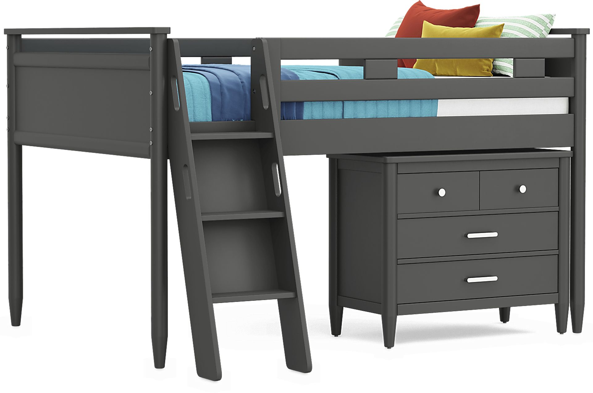 Kids Modern Colors Iron Ore Full Loft with Loft Chest - Image 1