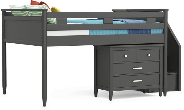 Kids Modern Colors Iron Ore Full Step Loft with Loft Chest - Thumbnail - Image 1