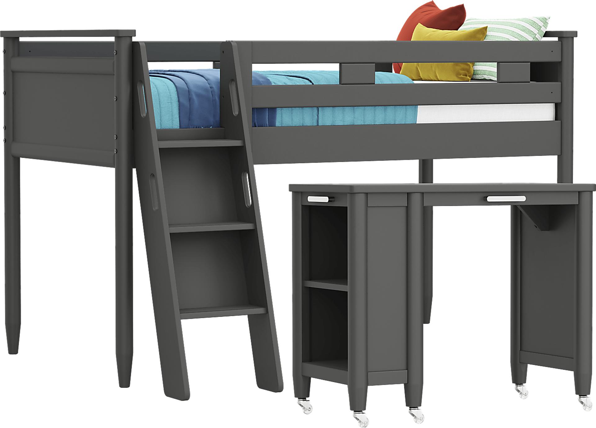 Kids Modern Colors Iron Ore Twin Loft with Desk