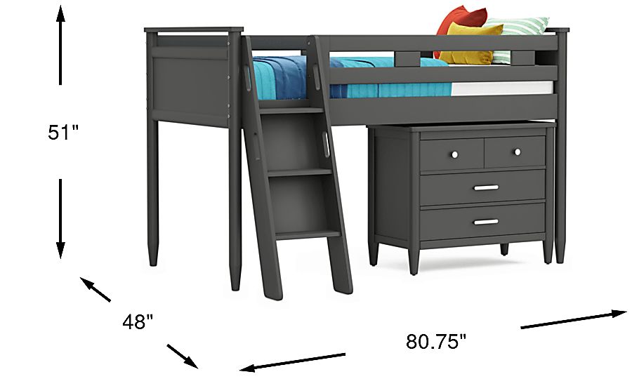 Kids Modern Colors Twin Loft with Loft Chest - Thumbnail 4