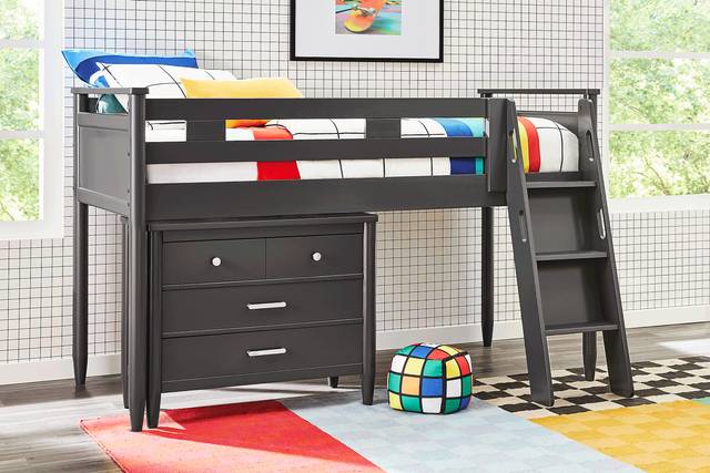 Kids Modern Colors Iron Ore Twin Loft with Loft Chest - Thumbnail - Image 2