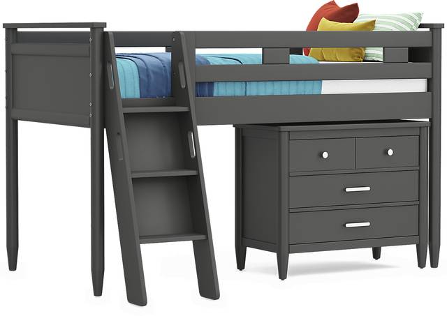 Kids Modern Colors Iron Ore Twin Loft with Loft Chest - Thumbnail - Image 1