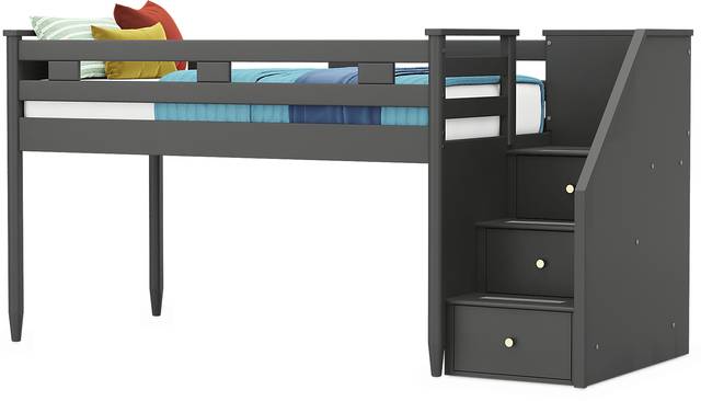 Kids Modern Colors Iron Ore Twin Step Loft - Thumbnail - Image 2