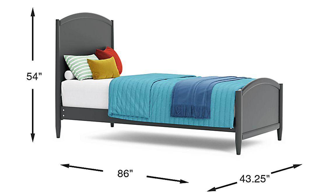 Kids Modern Colors Iron Ore Twin XL Panel Bed