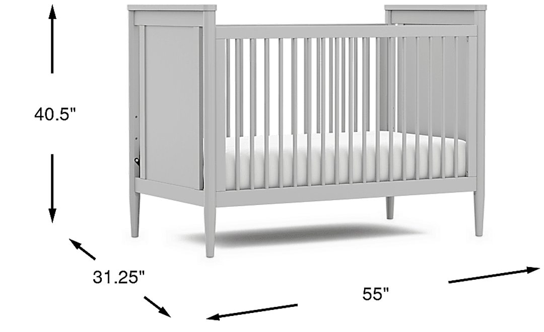 Kids Modern Colors Light Gray 3-in-1 Convertible Crib