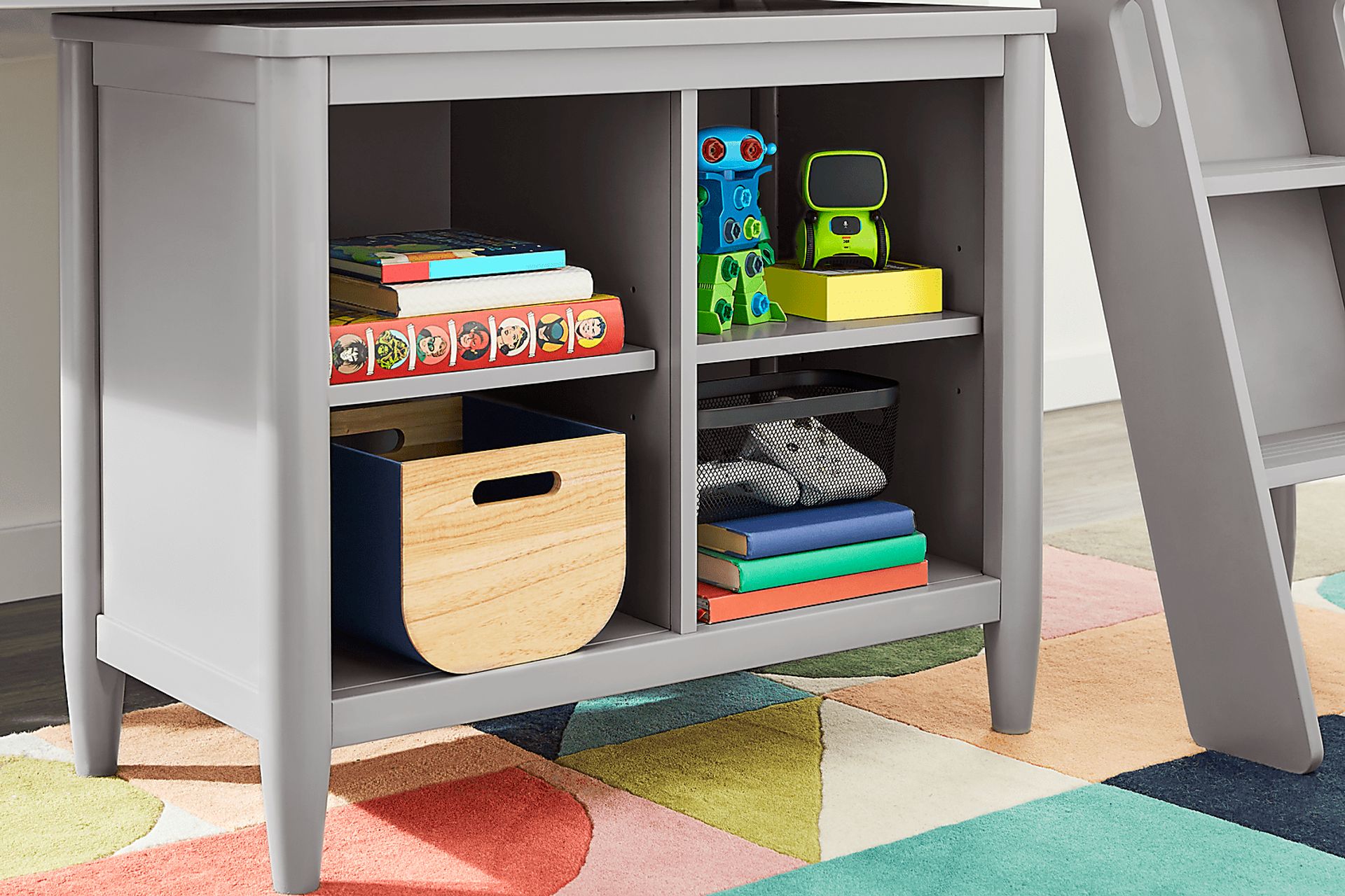Kids Modern Colors Light Gray 37" Bookcase - Image 4