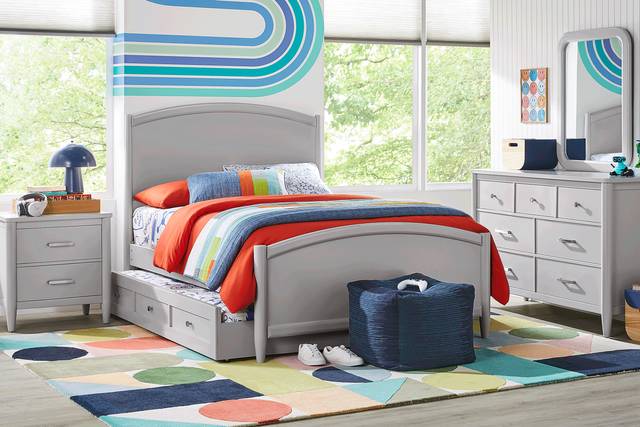 Kids Modern Colors Light Gray Full Panel Bedroom - Thumbnail - Image 1