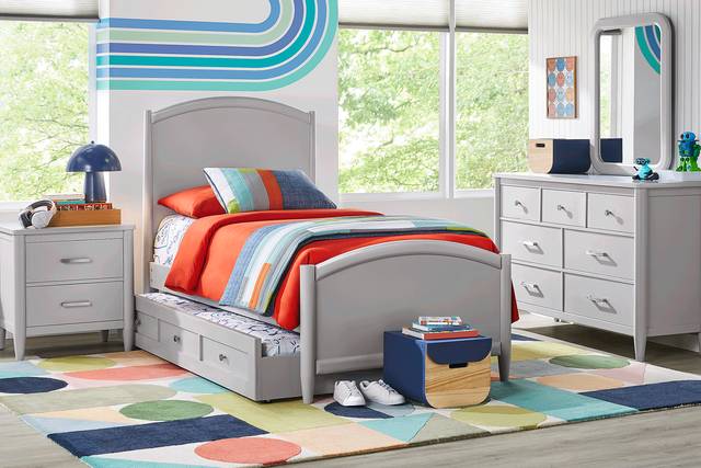 Kids Modern Colors Light Gray Twin XL Panel Bedroom - Thumbnail - Image 1