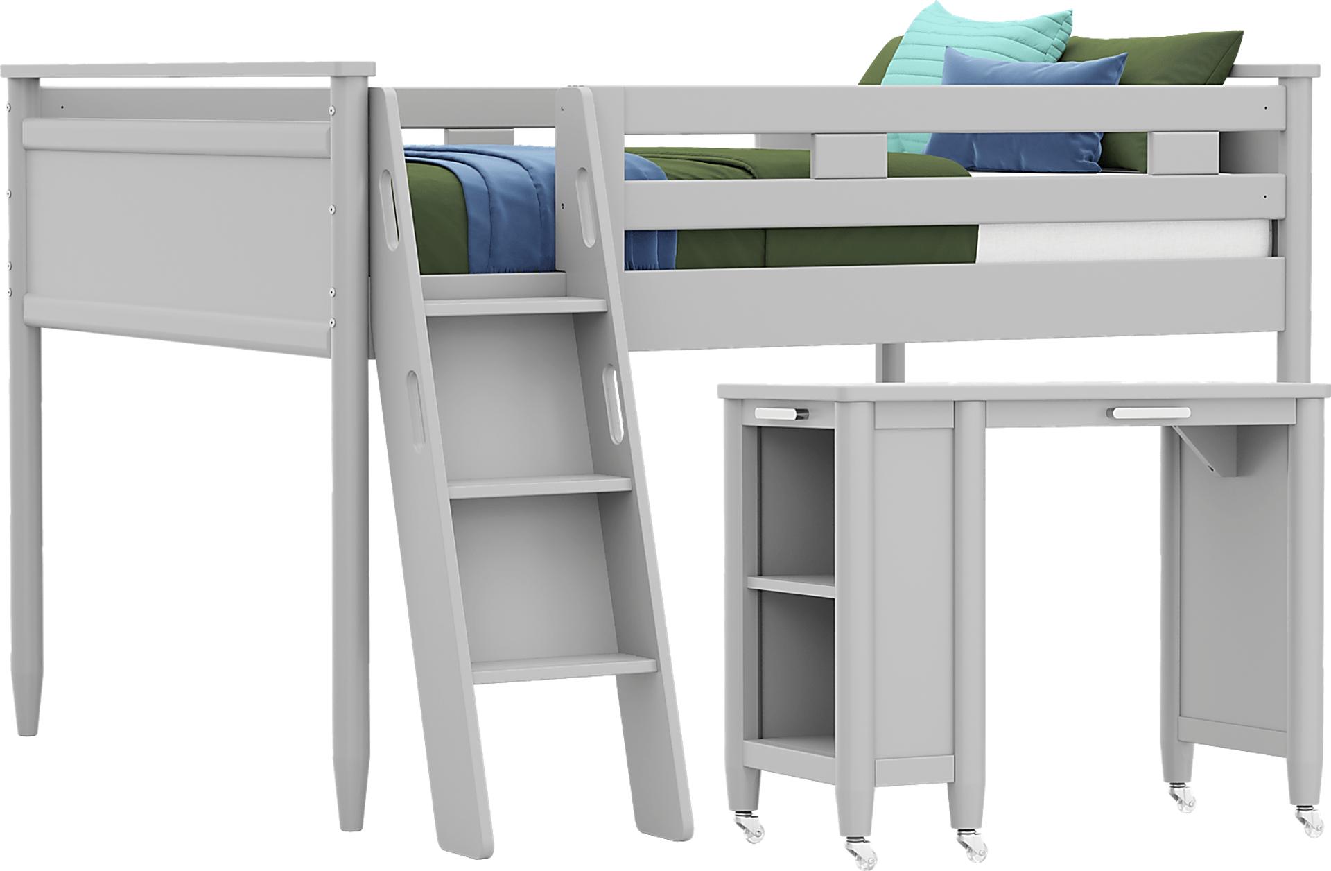 Kids Modern Colors Light Gray Full Loft with Desk