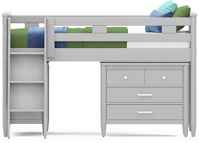 Kids Modern Colors Light Gray Full Loft with Loft Chest and Bookcase - Thumbnail - Image 2