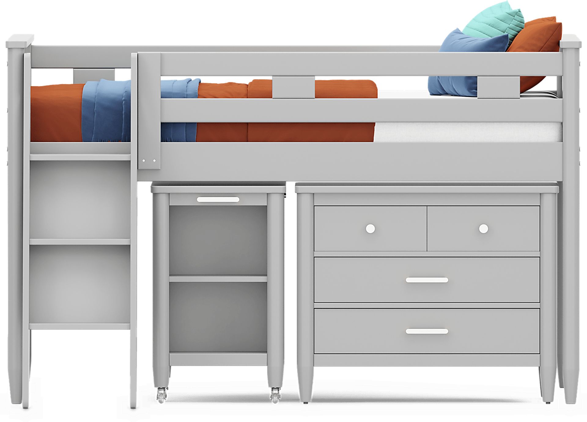 Kids Modern Colors Light Gray Full Loft with Loft Chest and Desk - Image 3