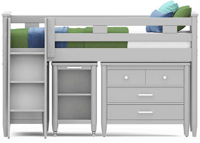 Kids Modern Colors Light Gray Full Loft with Loft Chest, Bookcase and Desk - Thumbnail - Image 3