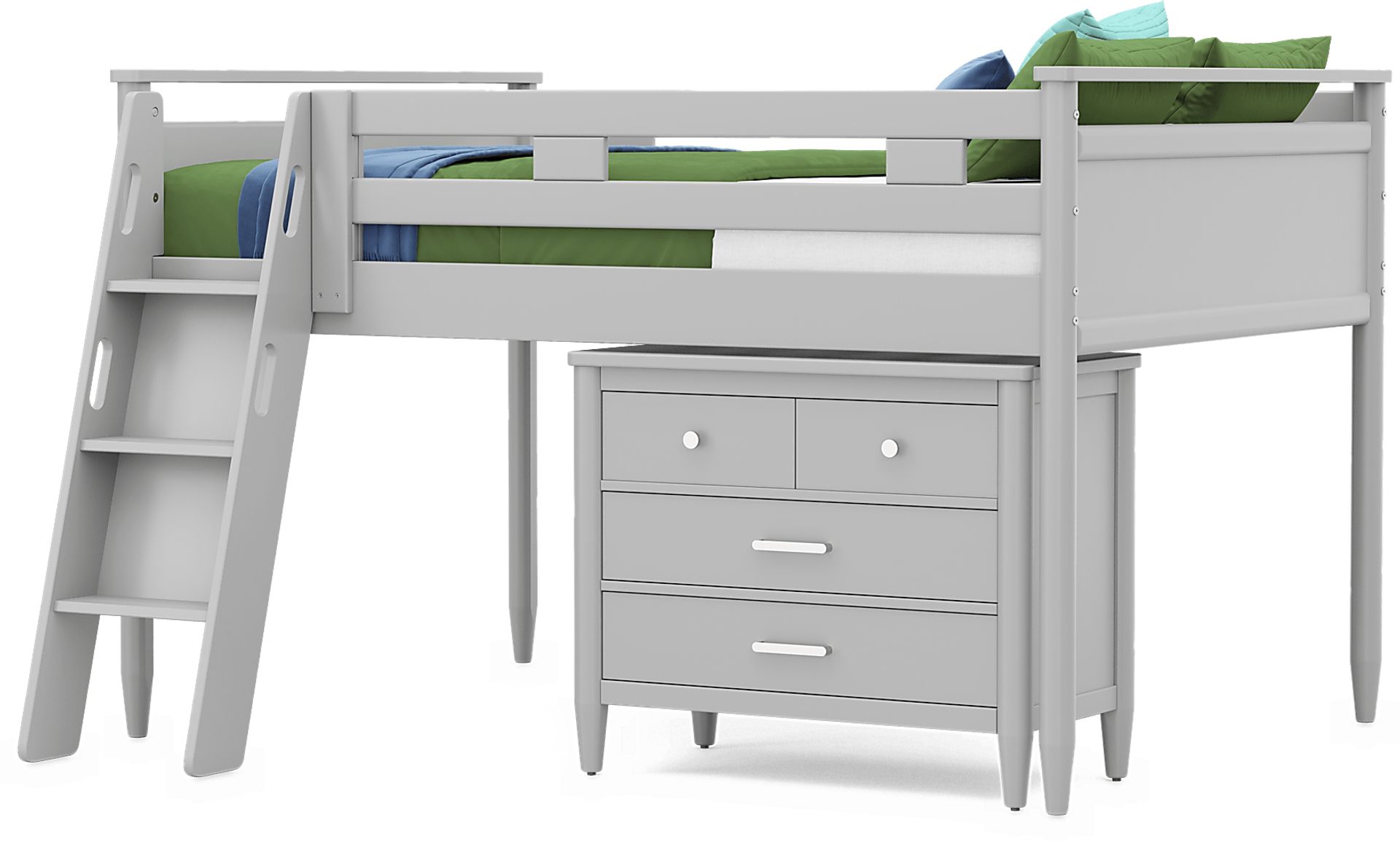Kids Modern Colors Light Gray Full Loft with Loft Chest - Image 4