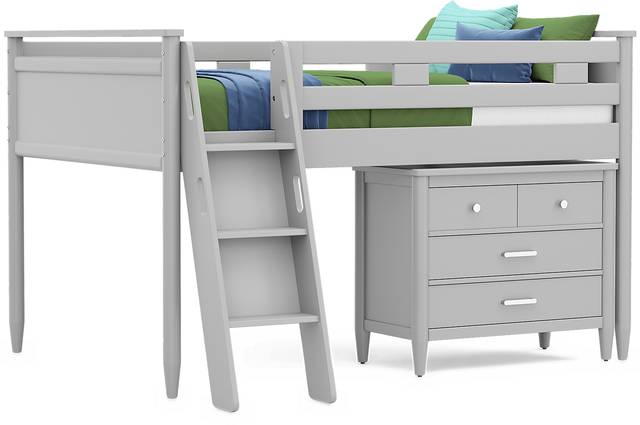 Kids Modern Colors Light Gray Full Loft with Loft Chest - Thumbnail - Image 1