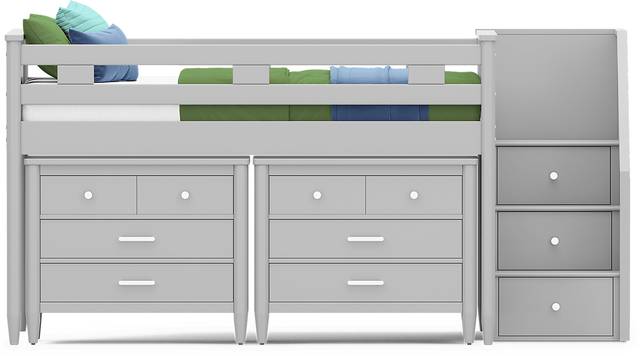 Kids Modern Colors Light Gray Full Step Loft with Loft Chests - Thumbnail - Image 3