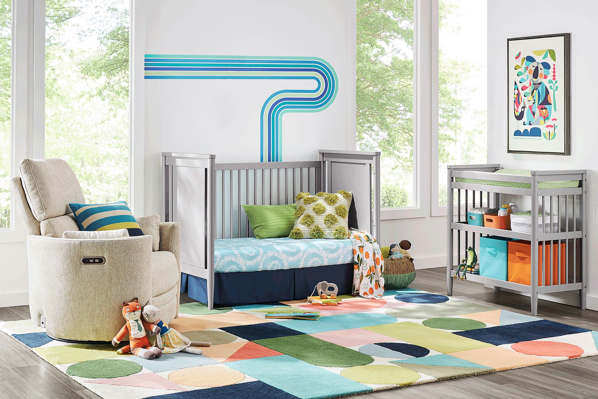 Kids Modern Colors Light Gray Changing Table - Image 4