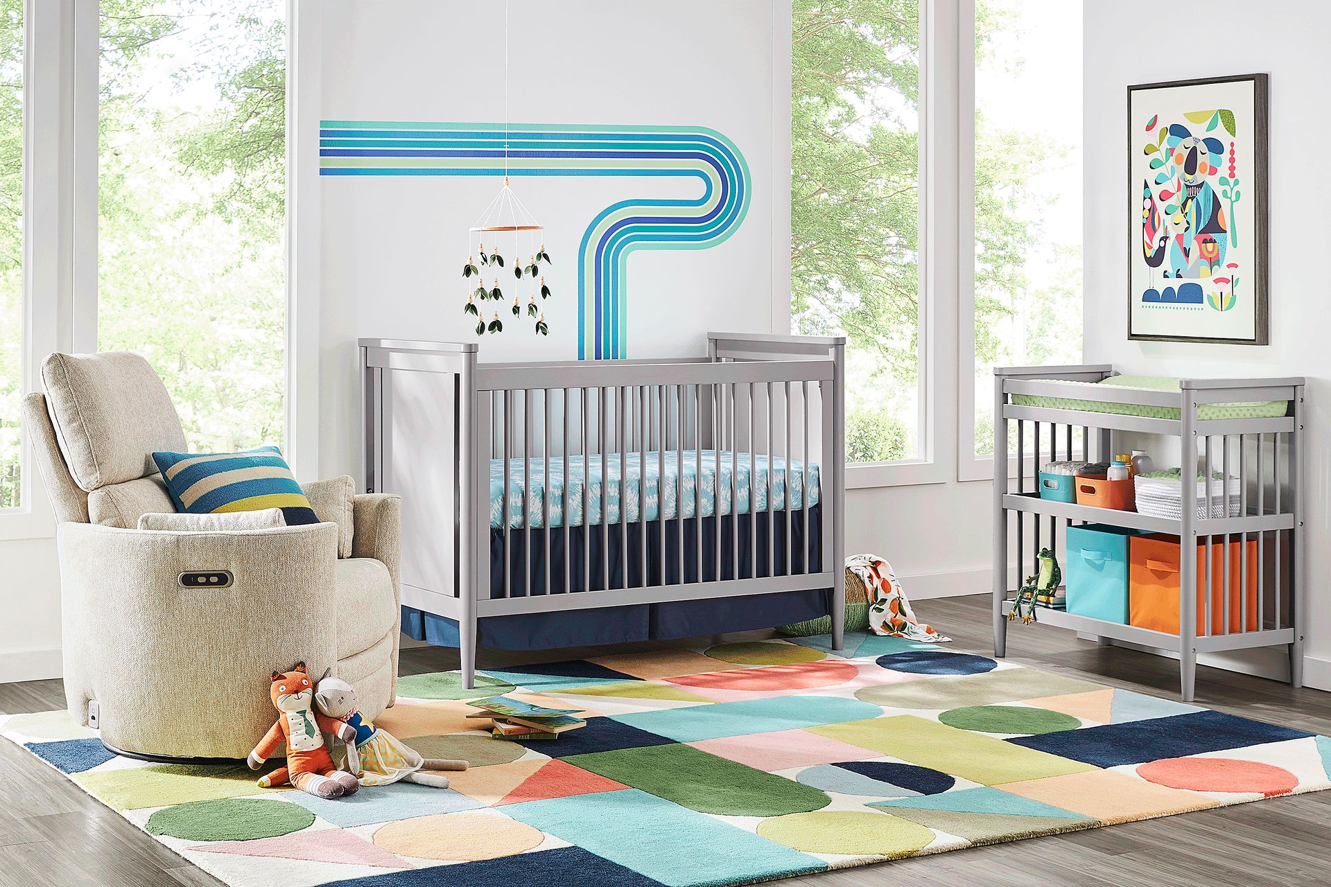 Kids Modern Colors Light Gray Changing Table - Image 2