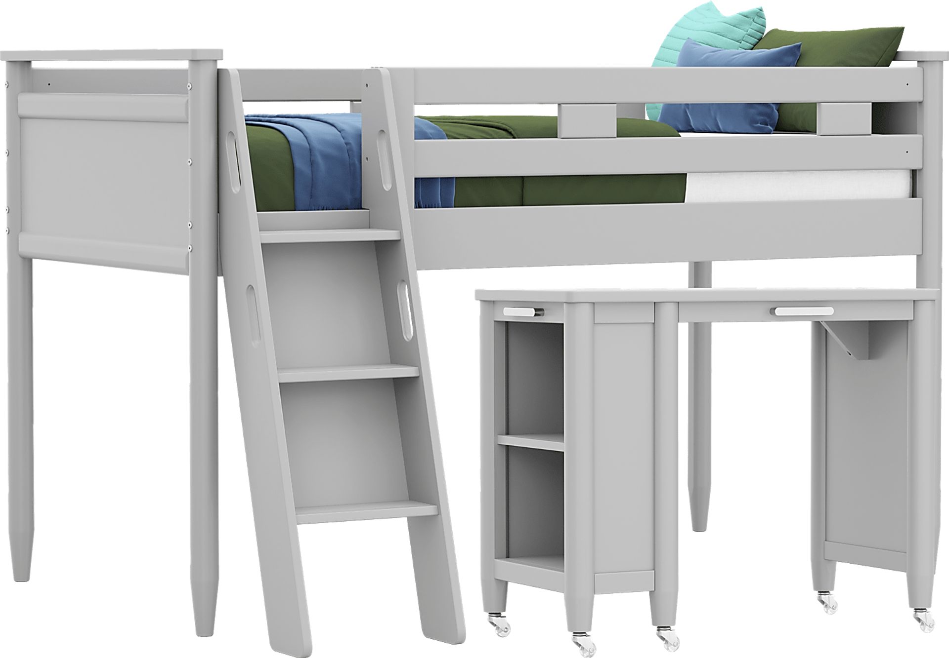 Kids Modern Colors Light Gray Twin Loft with Desk - Image 1