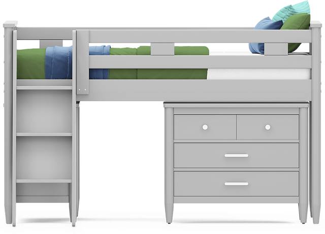 Kids Modern Colors Light Gray Twin Loft with Loft Chest and Bookcase - Thumbnail - Image 2